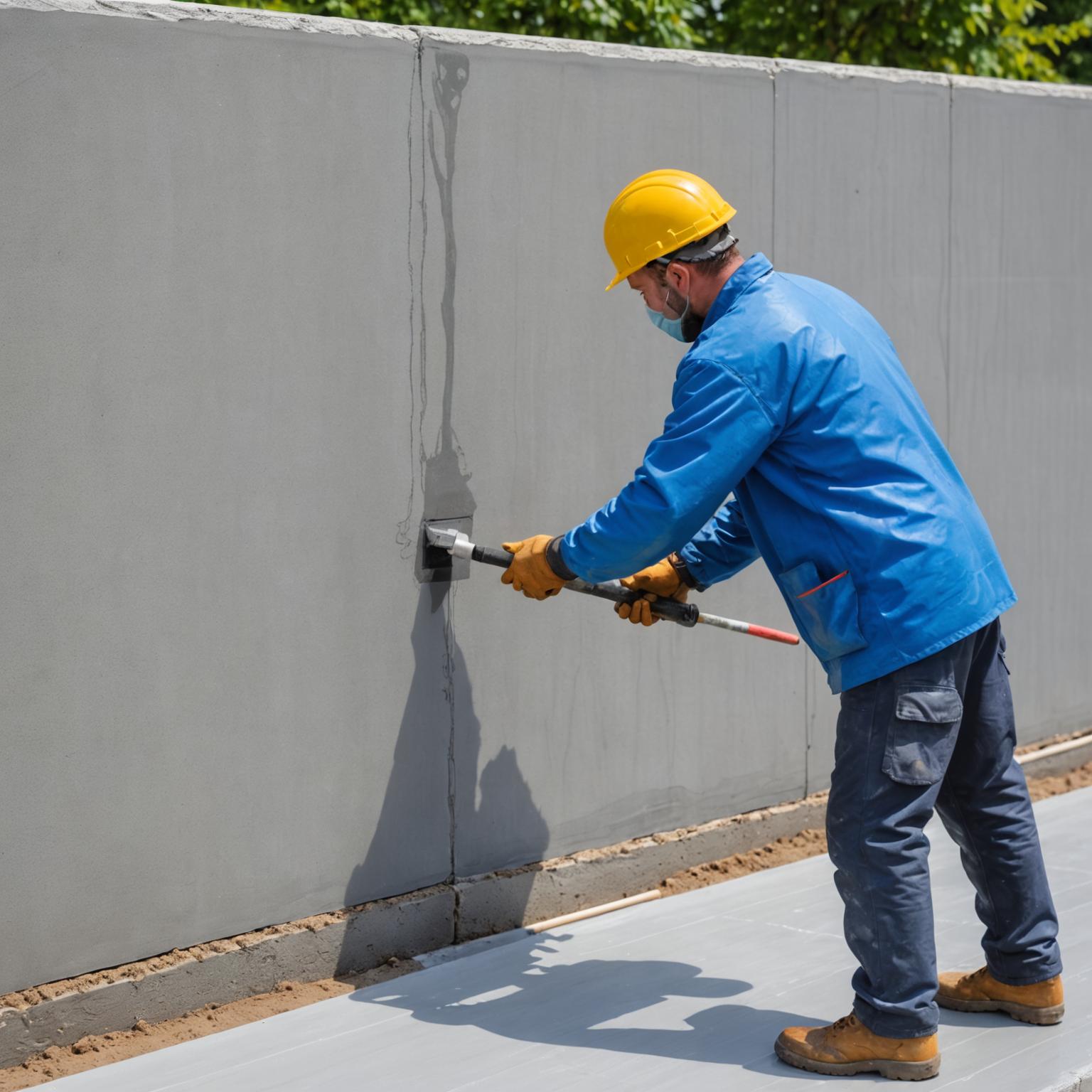 Applying waterproof membrane to a building foundation